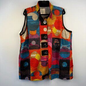 John Mark Sleeveless Tunic Cardigan Sweater Size 1X Abstract Print Art to We